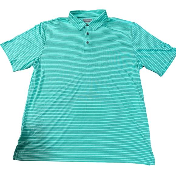 PGA TOUR Men's Striped Golf Polo Shirt In Cockatoo - Picture 1 of 16